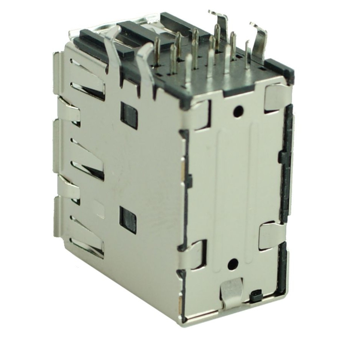 USB 2.0 Connector Triple, up, Silver/Black