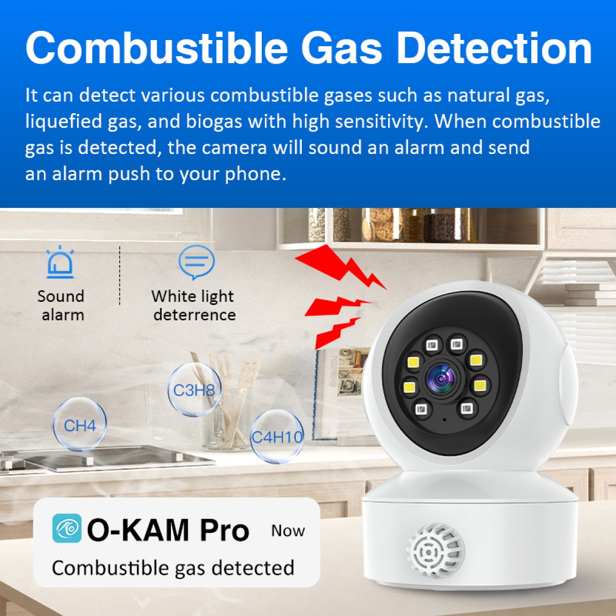 VSTARCAM smart κάμερα CS49LM με ανιχνευτή καπνού/αερίου, 3MP, WiFi, PTZ, SD