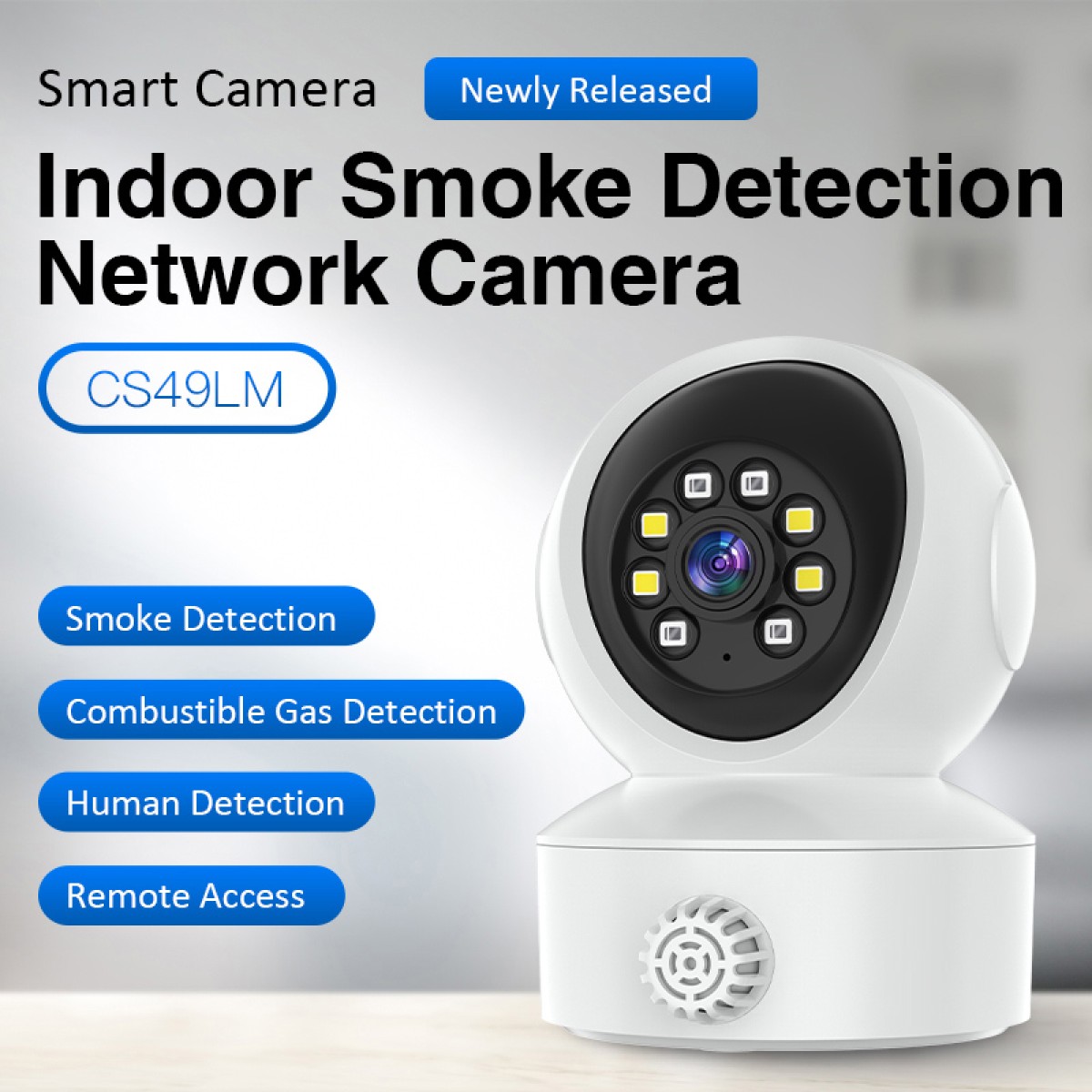 VSTARCAM smart κάμερα CS49LM με ανιχνευτή καπνού/αερίου, 3MP, WiFi, PTZ, SD