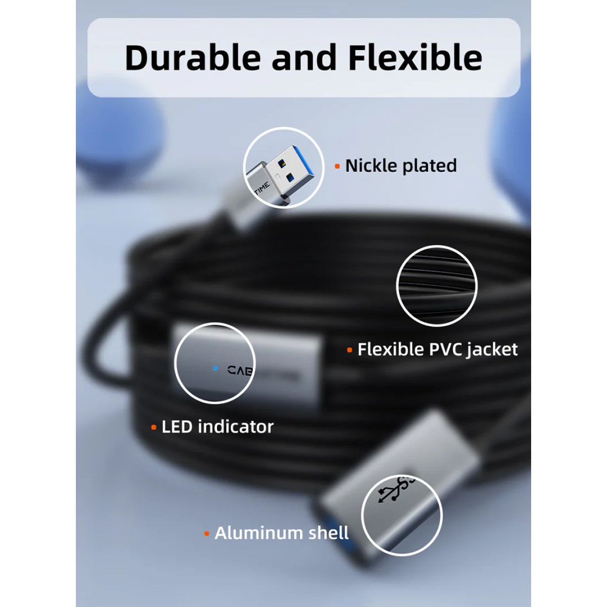 CABLETIME καλώδιο προέκτασης USB CT-AMAFA3, active, 5Gbps, 5m, μαύρο