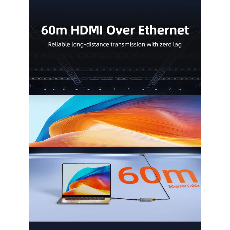 CABLETIME HDMI video extender CT-HEHD-FG60 μέσω καλωδίου RJ45, 1080p/60Hz, έως 60m