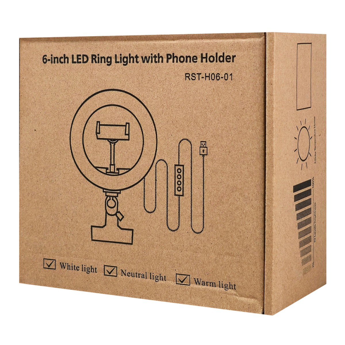 CABLETIME φωτιστικό δαχτυλίδι LED CT-LRL6-PB με μίνι τρίποδα & σφιγκτήρα, βάση smartphone, Φ16cm