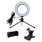 CABLETIME φωτιστικό δαχτυλίδι LED CT-LRL6-PB με μίνι τρίποδα & σφιγκτήρα, βάση smartphone, Φ16cm