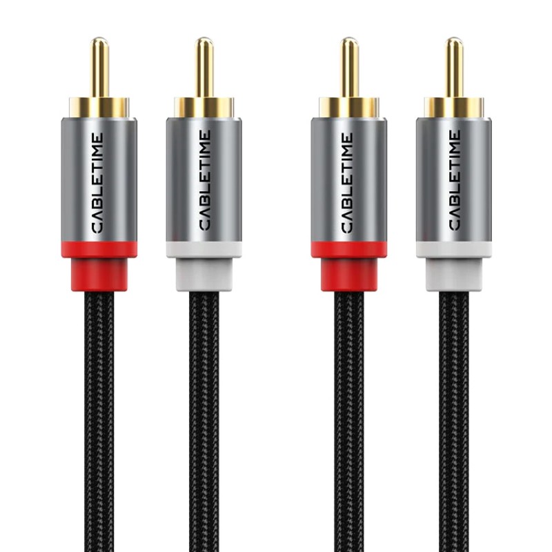 CABLETIME καλώδιο ήχου 2x RCA σε 2x RCA CT-RCA, 1m, μαύρο