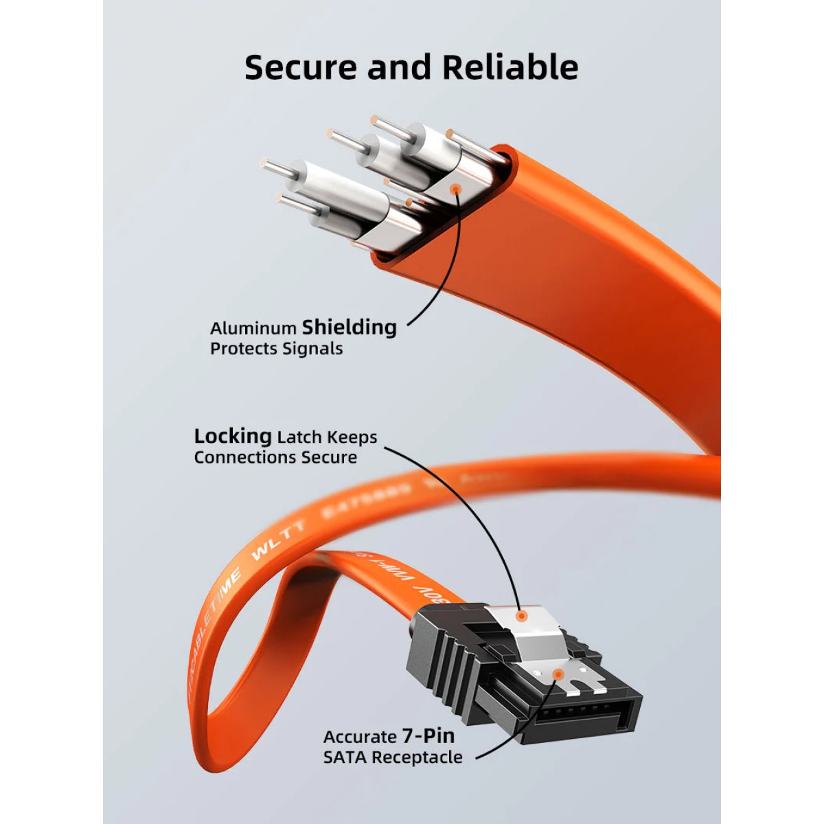 CABLETIME καλώδιο SATA III CT-SATA3R, γωνιακό, 6Gbps, 0.50m, πορτοκαλί