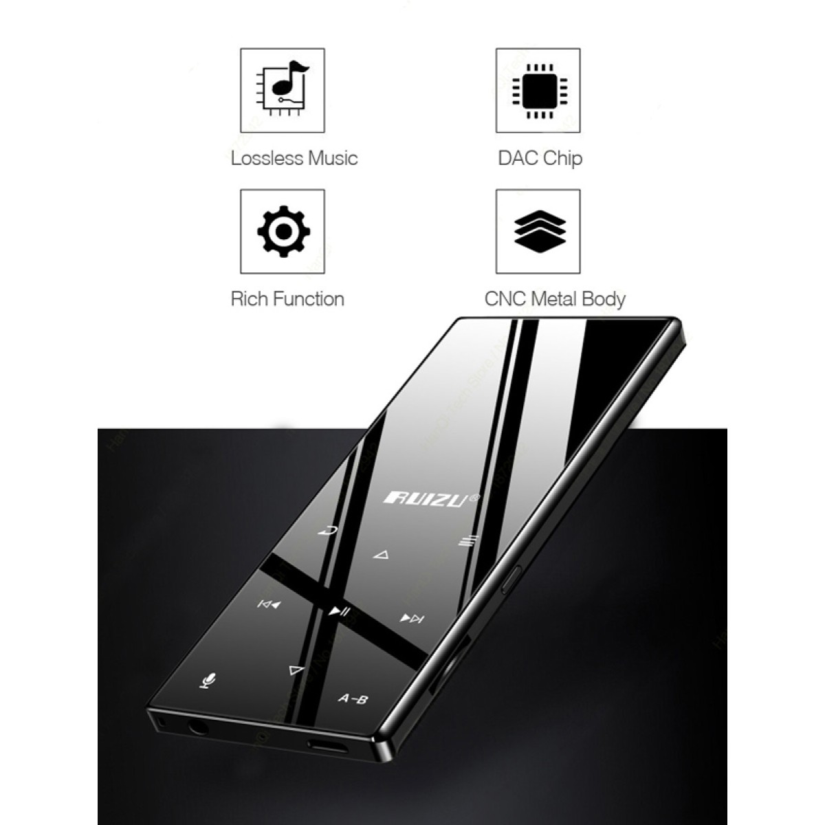 RUIZU MP3 player D29 με ηχείο, 1.8", 16GB, Bluetooth, ελληνικό μενού, μαύρο