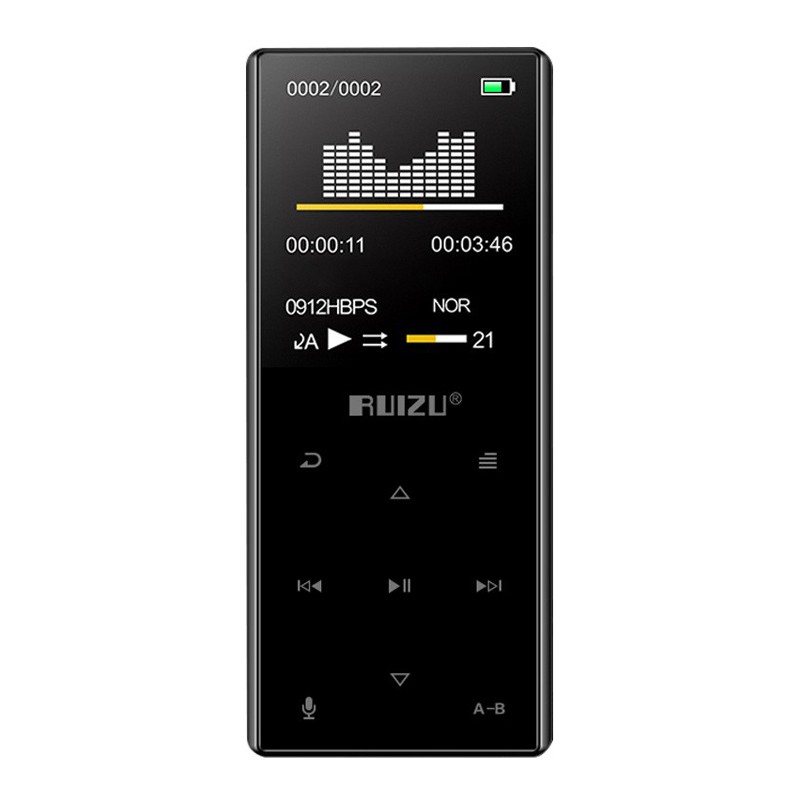 RUIZU MP3 player D29 με ηχείο, 1.8", 16GB, Bluetooth, ελληνικό μενού, μαύρο
