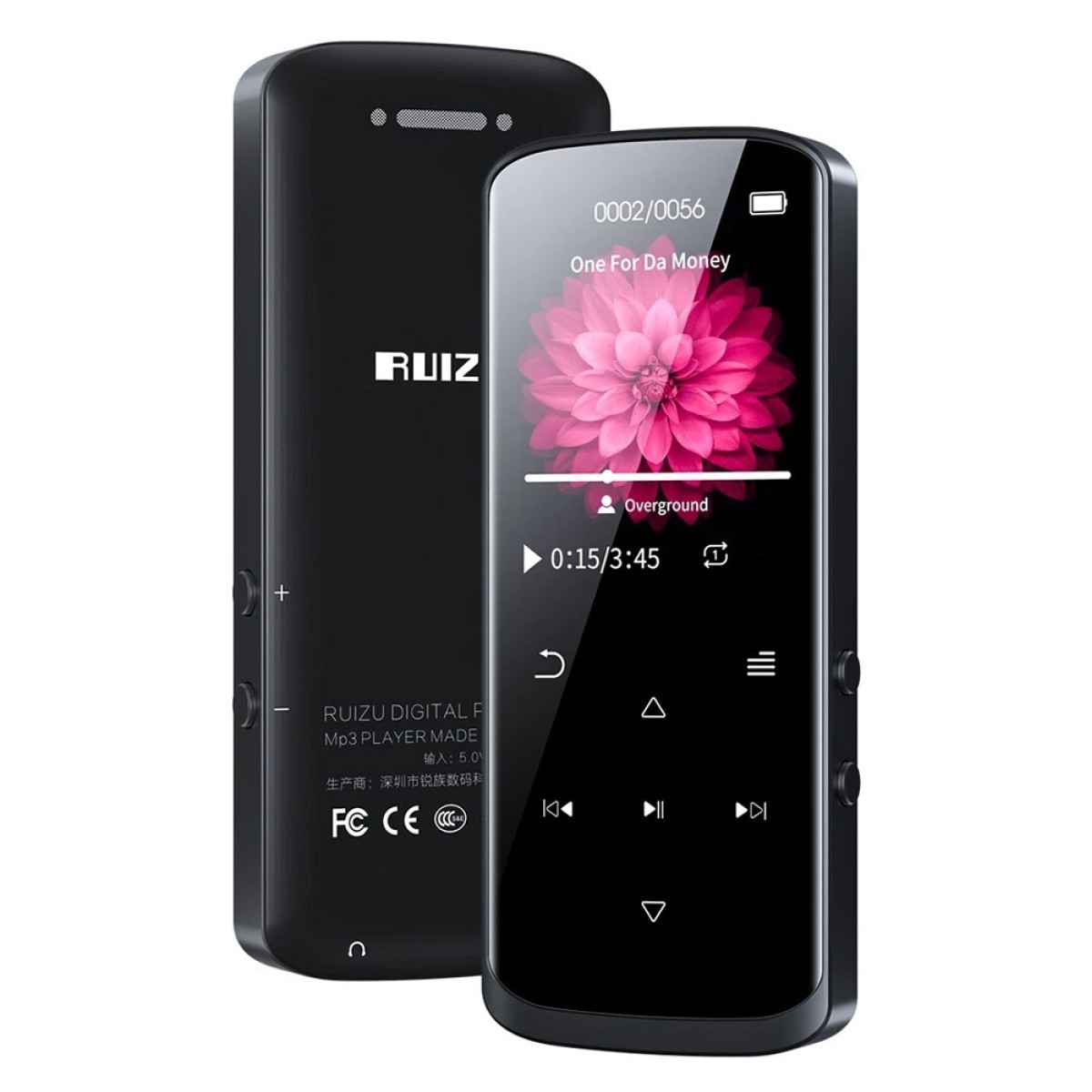 RUIZU MP3 player D50 με οθόνη 1.8", 16GB, Bluetooth, ελληνικό μενού, μαύρο