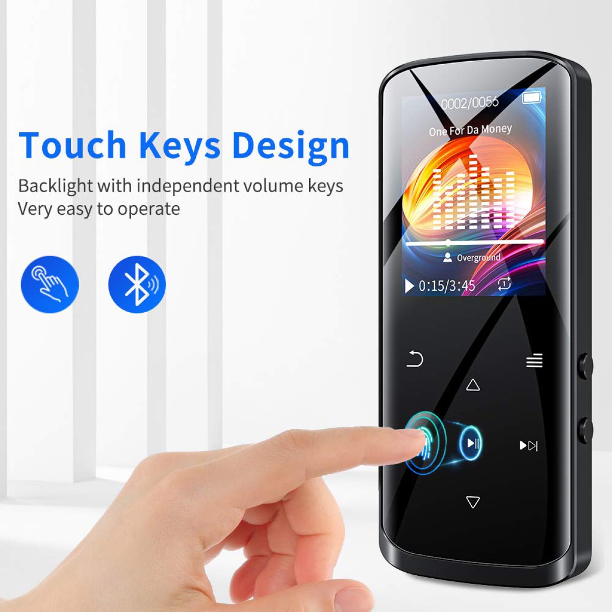 RUIZU MP3 player D50 με οθόνη 1.8", 16GB, Bluetooth, ελληνικό μενού, μαύρο