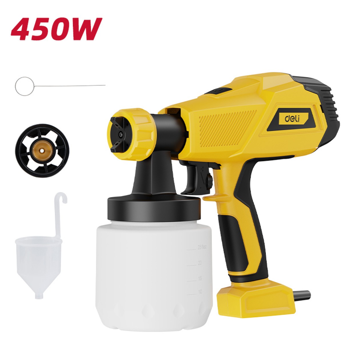 DELI ηλεκτρικό πιστόλι βαφής DC090 με δοχείο 800ml, 450W