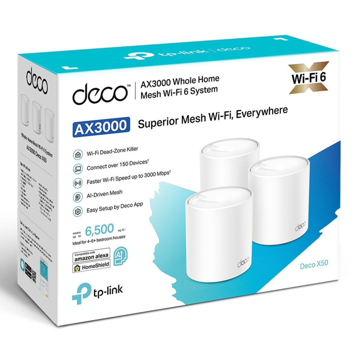 TP-LINK Home Mesh WiFi 6 System Deco X50, 3000Mbps AX3000, V1.0, 3τμχ
