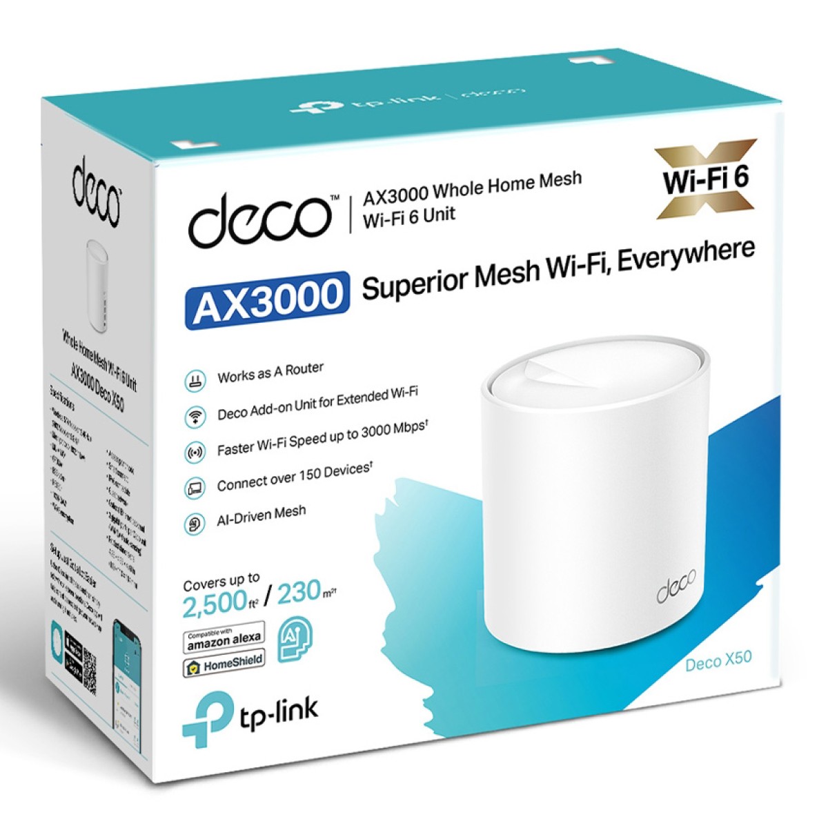 TP-LINK Home Mesh WiFi 6 System Deco X50, 3000Mbps AX3000, V1.0