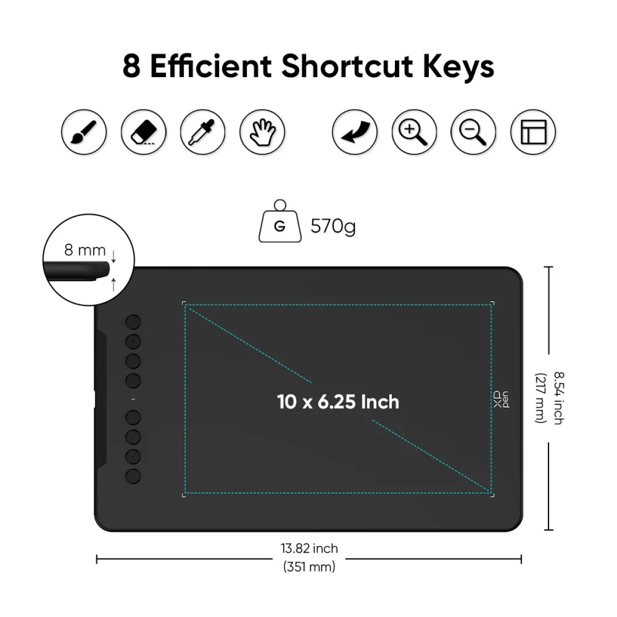 XP-PEN ταμπλέτα σχεδίασης με γραφίδα Deco 01 V3, 254x158.7mm, μαύρο