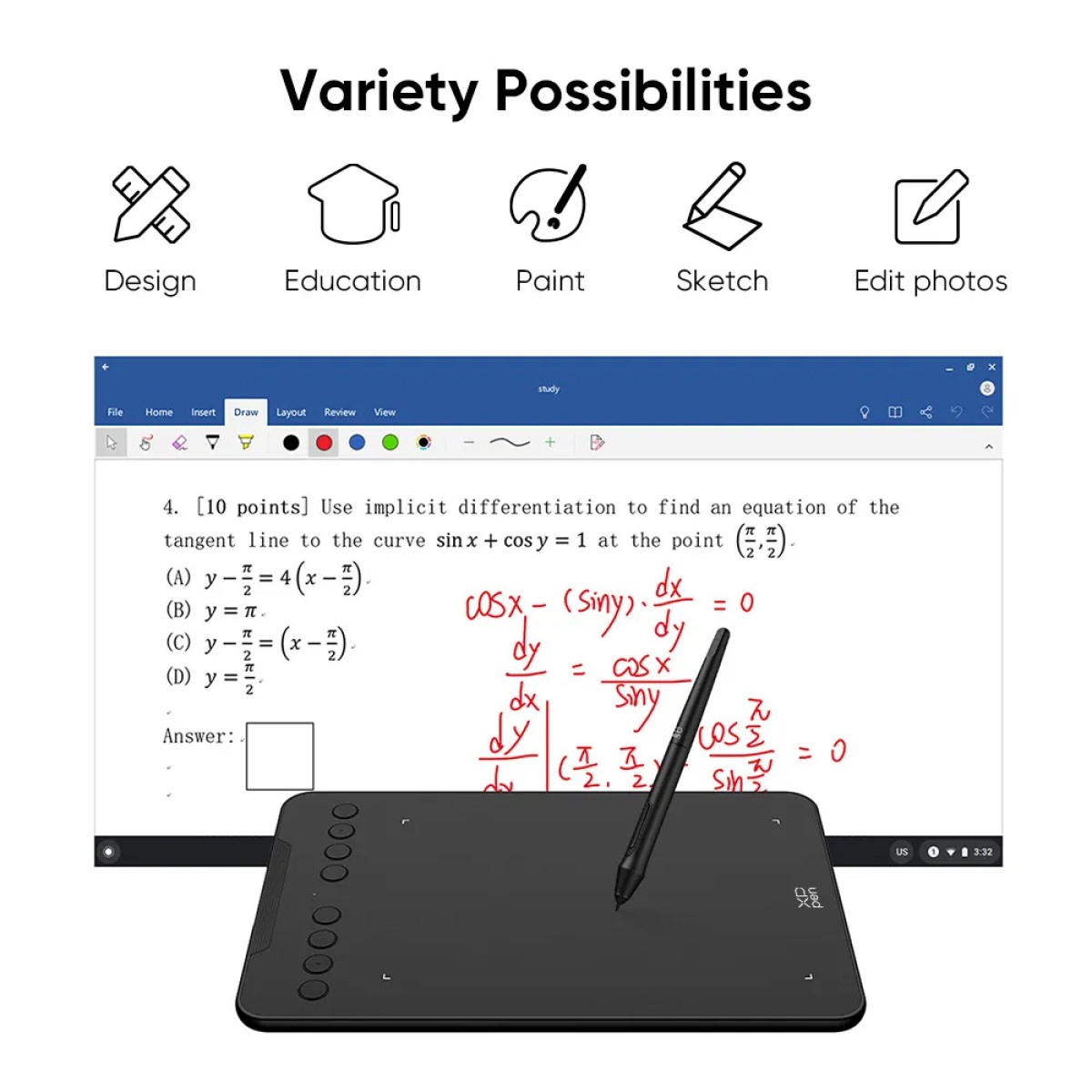XP-PEN ταμπλέτα σχεδίασης με γραφίδα Deco 01 V3, 254x158.7mm, μαύρο