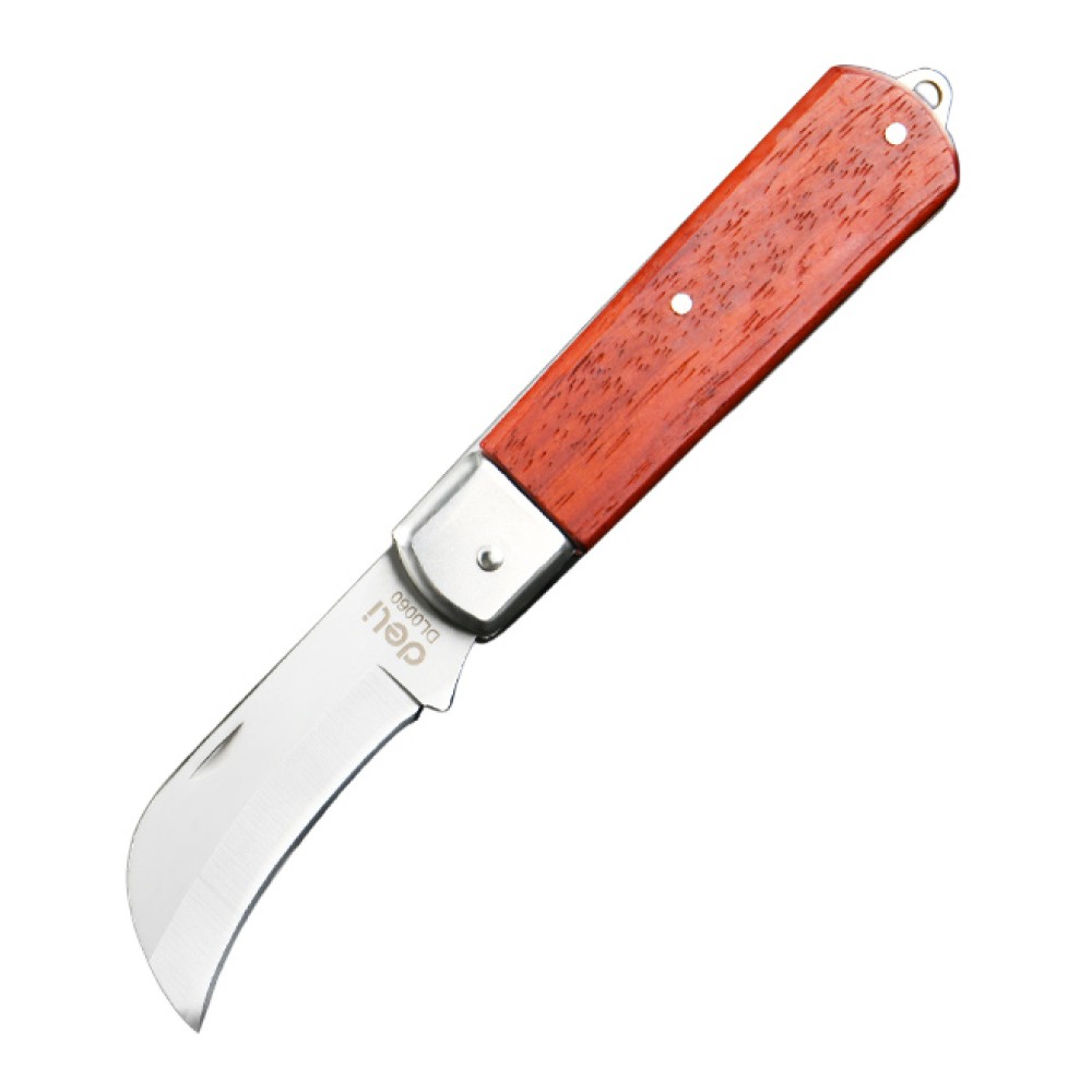 DELI σουγιάς DL0060 με ξύλινη λαβή, πτυσσόμενος, 200mm, καφέ