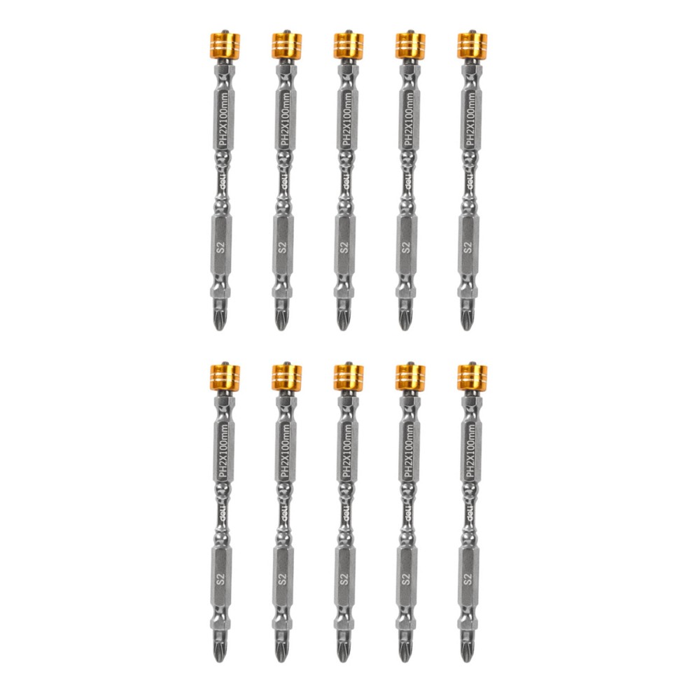 DELI σετ μύτες κατσαβιδιού DL255100 για δραπανοκατσάβιδο, διπλή κεφαλή, PH2x100mm, με μαγνητικό ring, 10τμχ