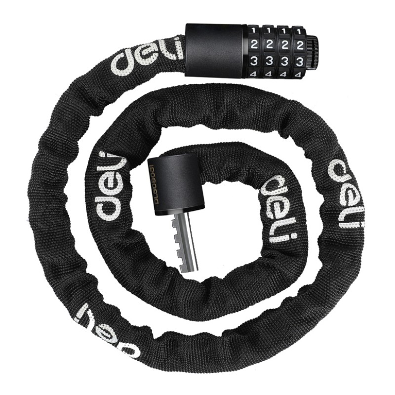 DELI κλειδαριά ποδηλάτου συνδυασμού DL508031, Φ4mm, 1m, μαύρη