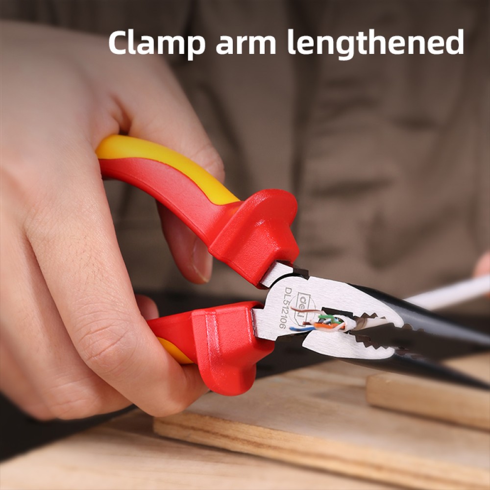 DELI μυτοτσίμπιδο ίσιο ηλεκτρολόγου DL512106 με αντιολισθητικές λαβές, VDE 1000V, 160mm