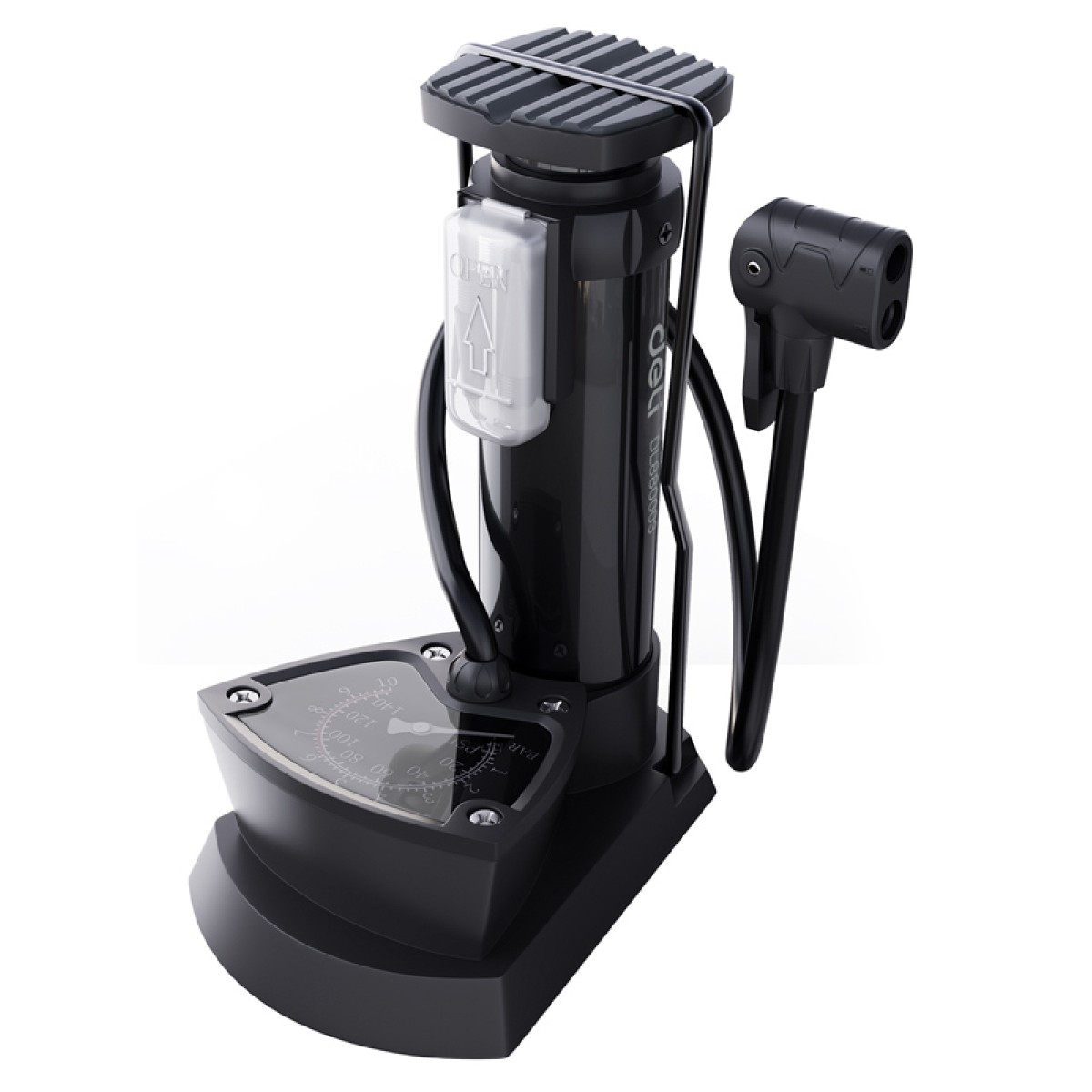 DELI τρόμπα ποδιού DL880003 με μανόμετρο, 140PSI, μαύρη