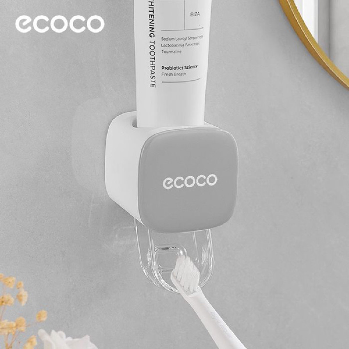 ECOCO διανεμητής οδοντόκρεμας E24024, 5.5x5.5x9.1cm, γκρι