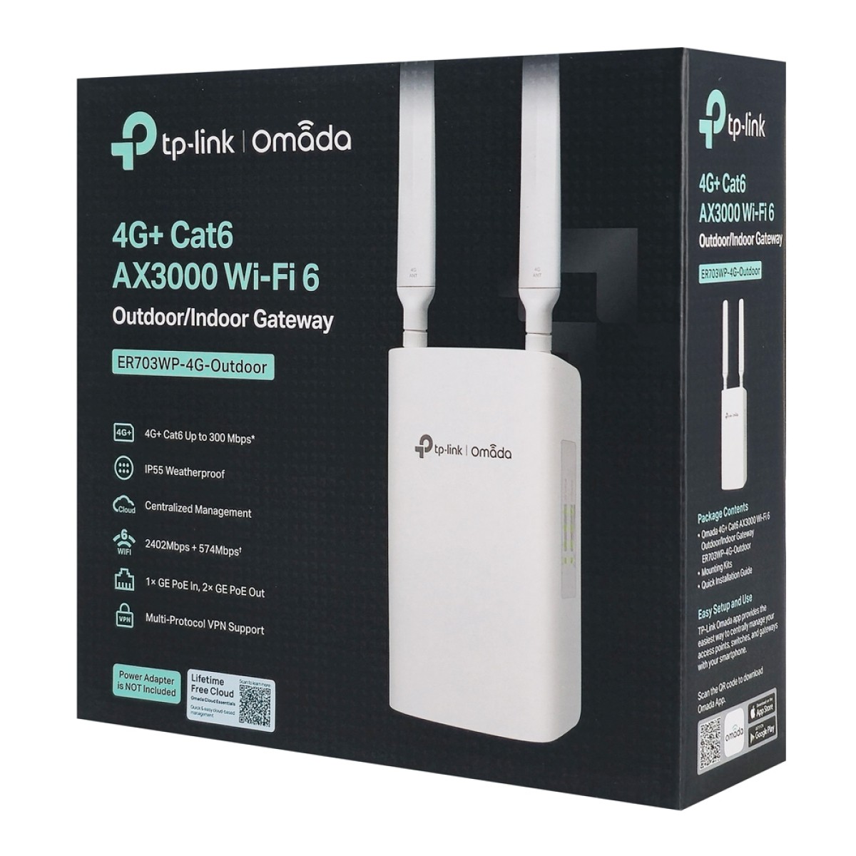 TP-LINK access point ER703WP-4G-Outdoor, WiFi 6, 3000Mbps AX3000, 4G+ Cat6, V1.0