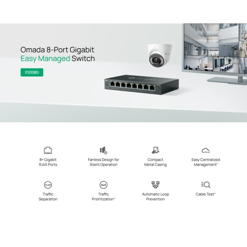 TP-LINK easy managed switch ES208G, 8x Gigabit θύρες, V1.0