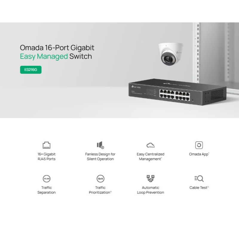 TP-LINK easy managed switch ES216G, 16x Gigabit θύρες, V1.0