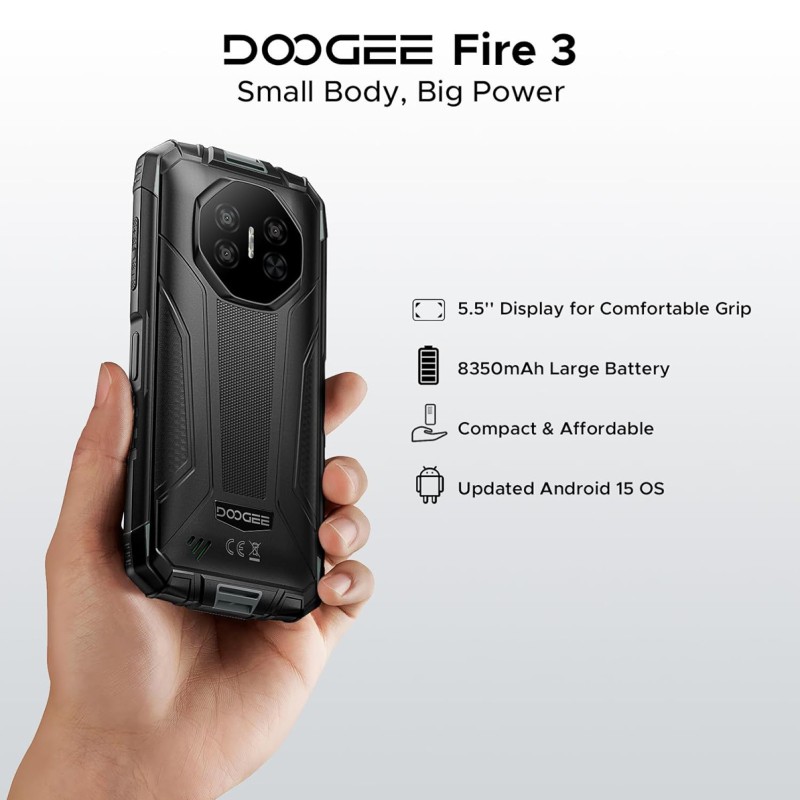 DOOGEE smartphone Fire 3, 5.5", 3/64GB, 8350mAh, IP68/IP69K/MIL-STD-810H, μαύρο