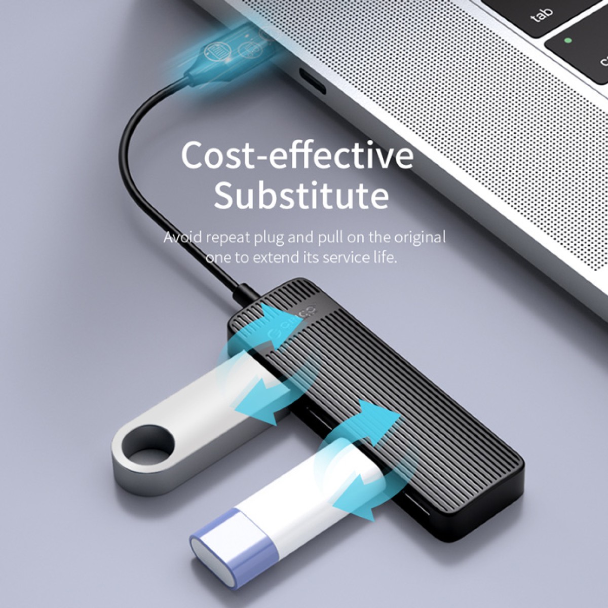 ORICO USB hub FL02, 4x θυρών, USB 2.0, 480Mbps, USB σύνδεση, μαύρο