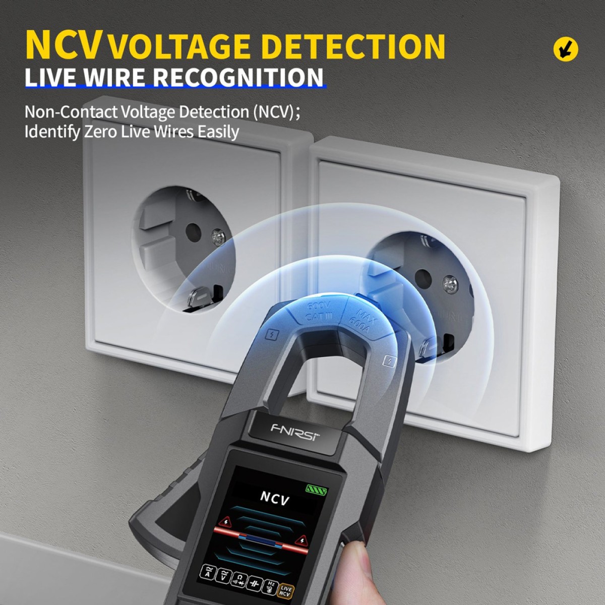 FNIRSI ψηφιακή αμπεροτσιμπίδα/πολύμετρο DMC-100, 600A AC/DC, NCV, True RMS, επαναφορτιζόμενη