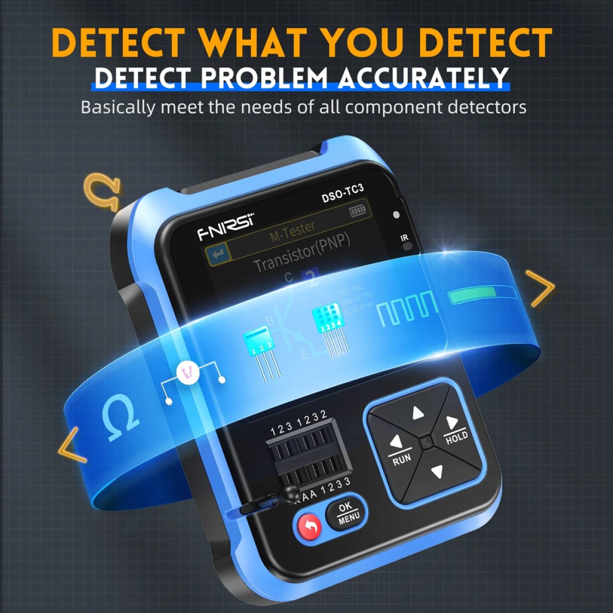 FNIRSI 3 σε 1 παλμογράφος/signal generator/transistor tester χειρός DSO-TC3, επαναφορτιζόμενο