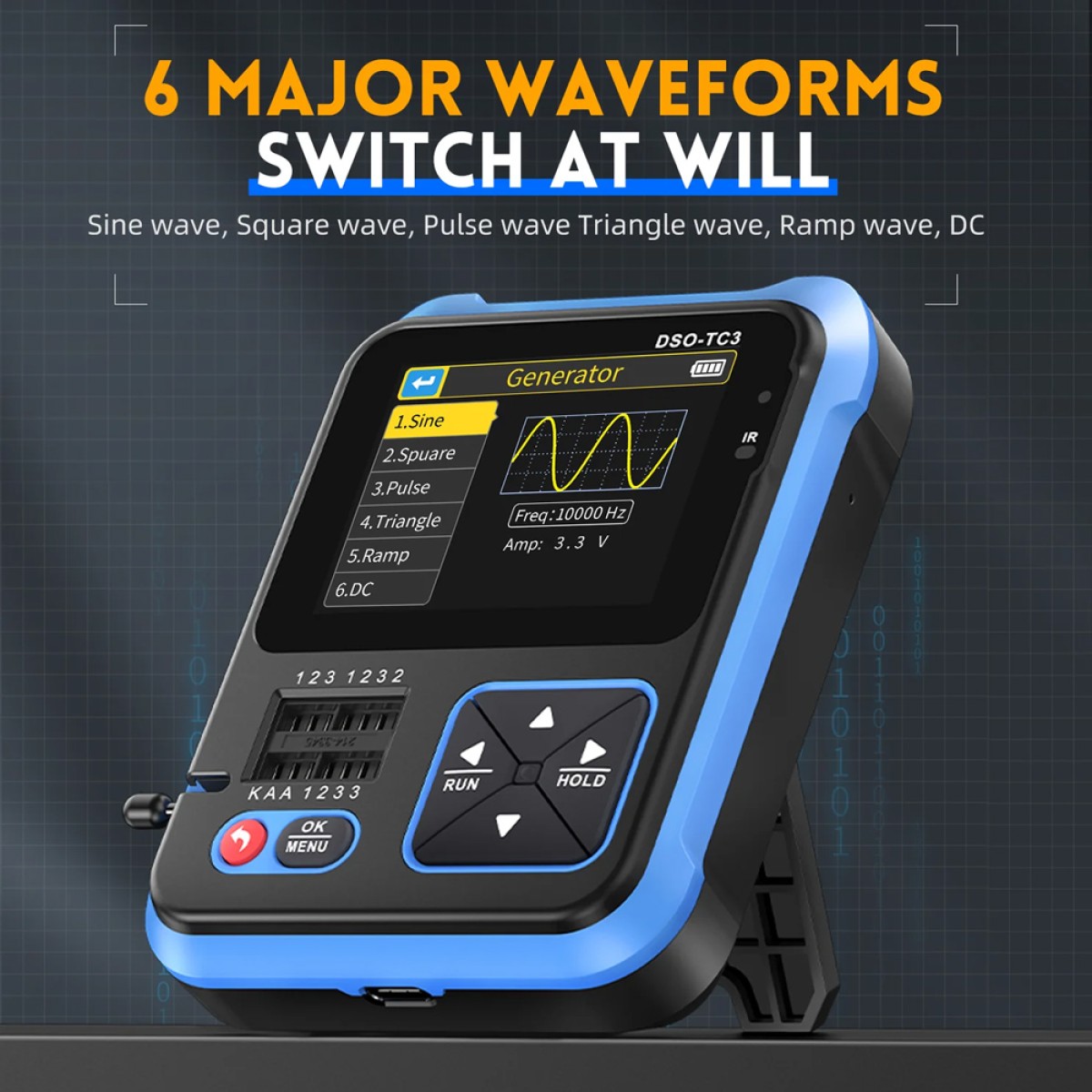 FNIRSI 3 σε 1 παλμογράφος/signal generator/transistor tester χειρός DSO-TC3, επαναφορτιζόμενο