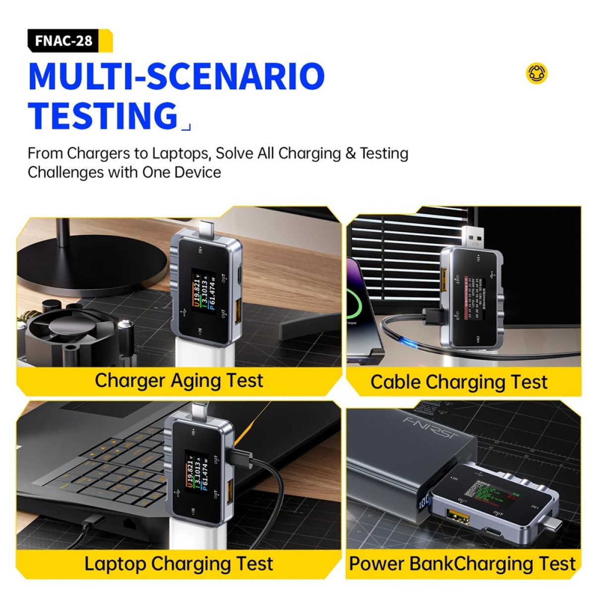 FNIRSI USB tester φόρτισης FNAC-28, USB & USB-C
