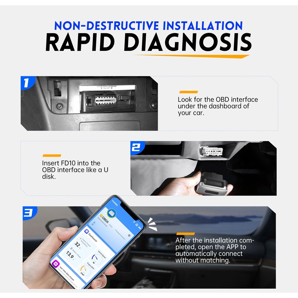 FNIRSI διαγνωστικό αυτοκινήτου OBD II FD10, Bluetooth
