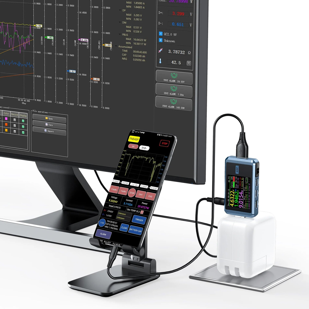 FNIRSI USB tester φόρτισης FNB48P, USB/micro USB/USB-C