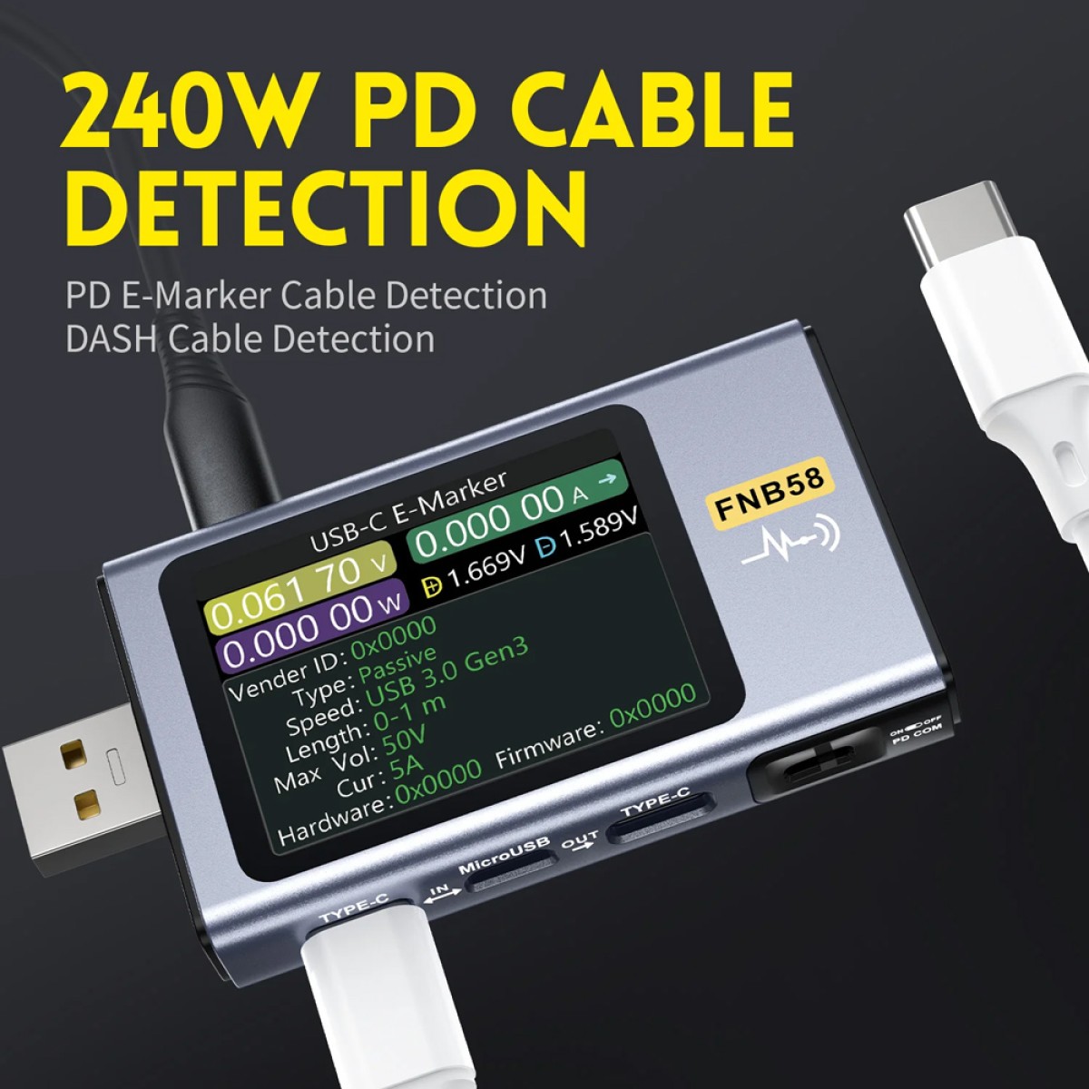 FNIRSI USB tester φόρτισης FNB58