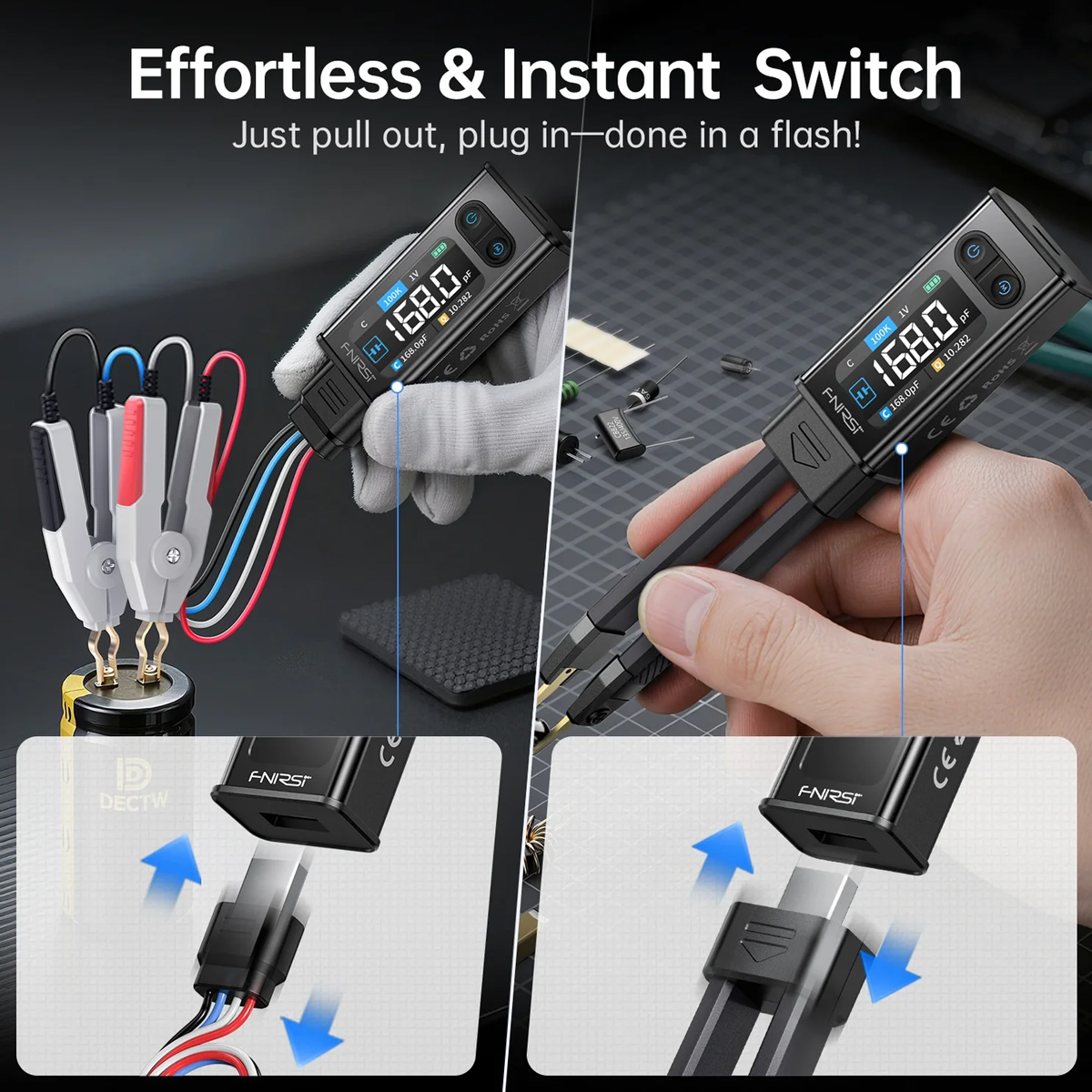 FNIRSI ψηφιακό LCR/ESR tester LCR-ST2 Plus, επαναφορτιζόμενο