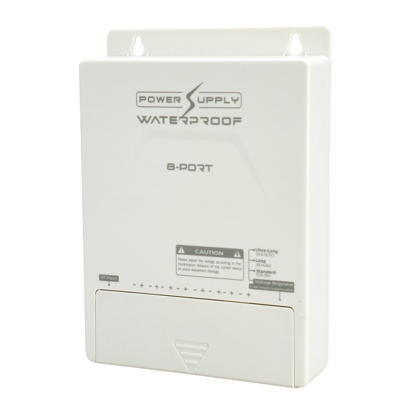FOLKSAFE τροφοδοτικό συστημάτων CCTV FS-DC120805W, 8 εξόδων, 12V/5A, αδιάβροχο IP65