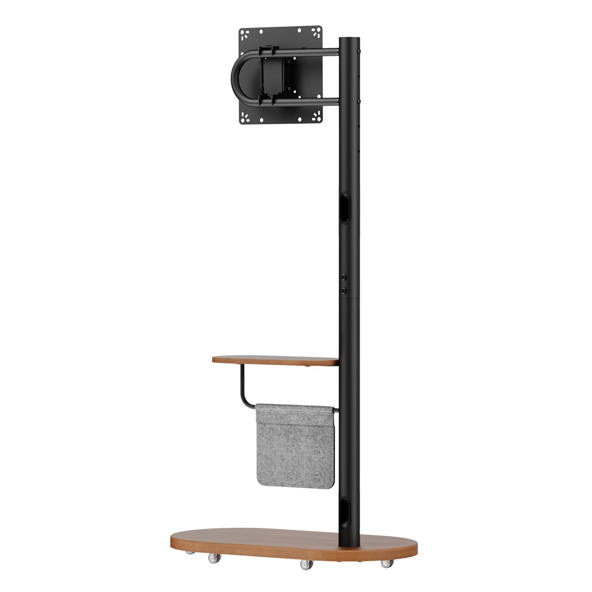 BRATECK βάση τηλεόρασης δαπέδου FS54-22T-02W, 17-43", έως 15kg, με ράφι & ροδάκια, μαύρη