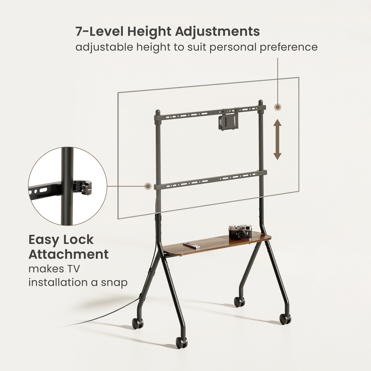 BRATECK βάση τηλεόρασης δαπέδου FS66-46F-01, 37-86", έως 80kg, με ράφι & ροδάκια