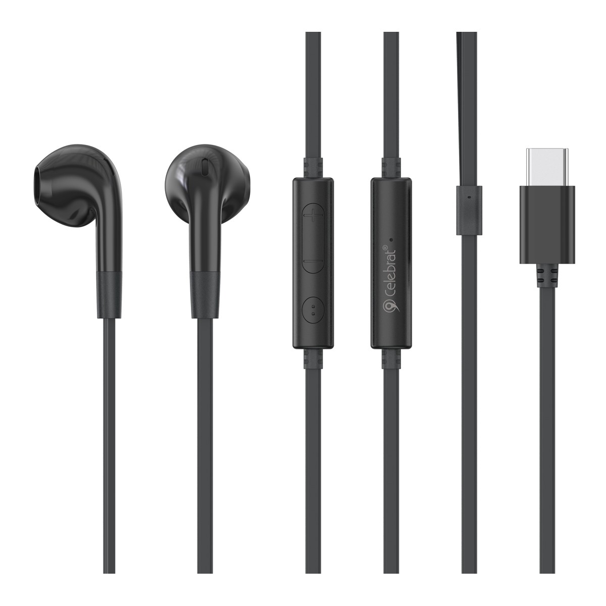 CELEBRAT earphones με μικρόφωνο G39, USB-C σύνδεση, 14mm, 1.2m, μαύρα