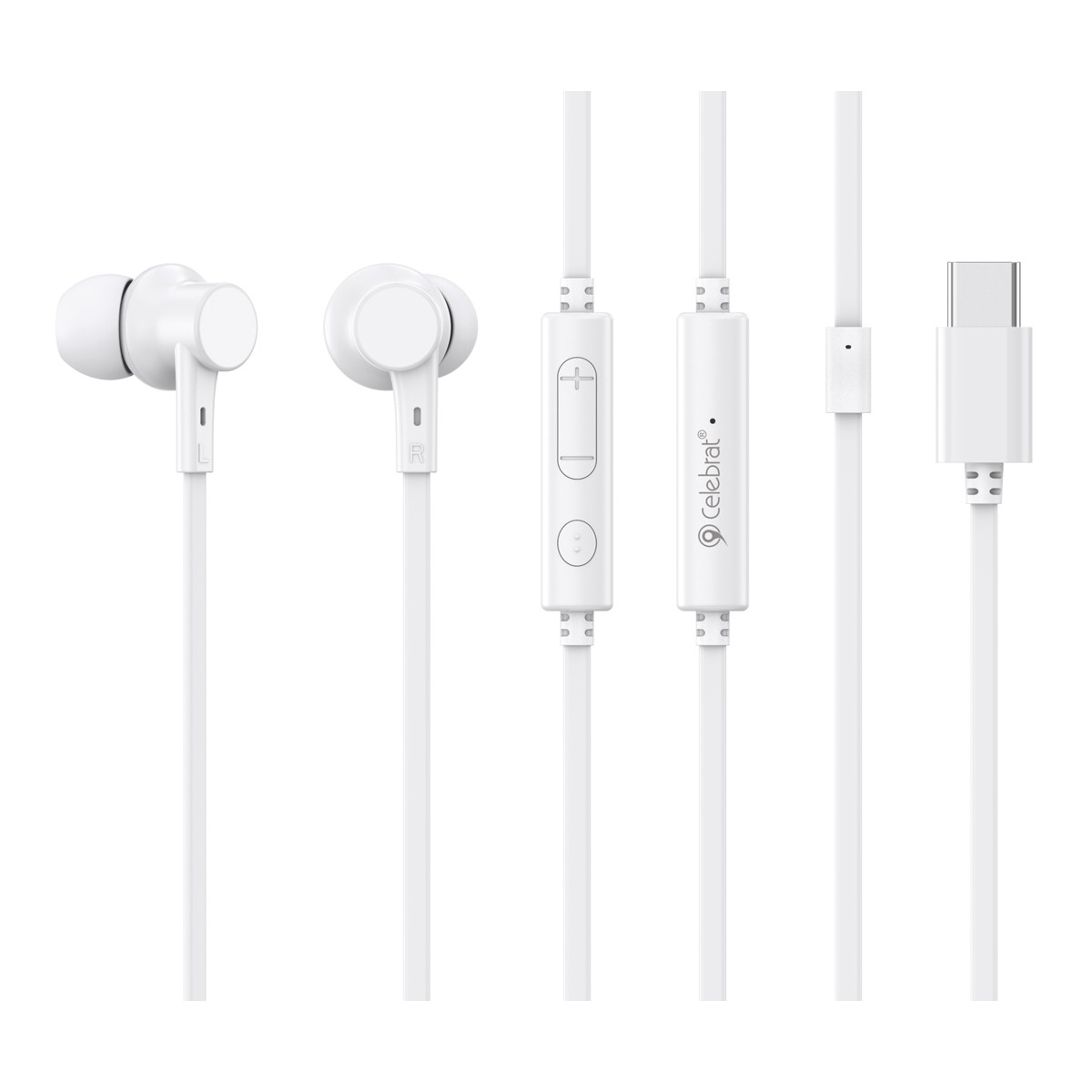 CELEBRAT earphones με μικρόφωνο G40, USB-C σύνδεση, 10mm, 1.2m, λευκά