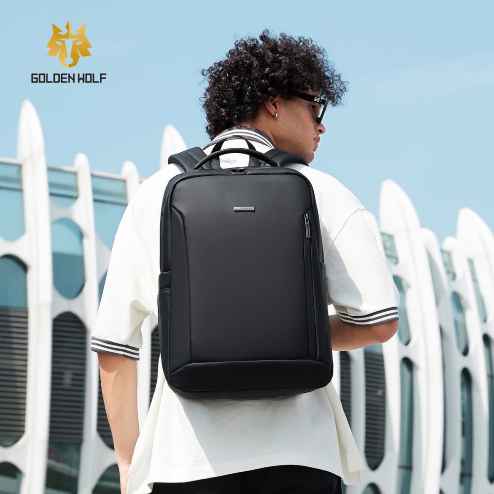 GOLDEN WOLF τσάντα πλάτης GB00731 με θήκη laptop 15.6", 17L, μαύρη