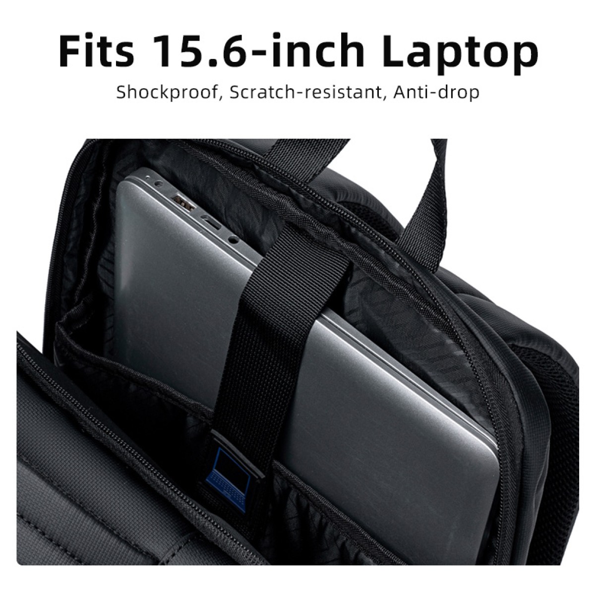 GOLDEN WOLF τσάντα πλάτης GB00731 με θήκη laptop 15.6", 17L, μαύρη