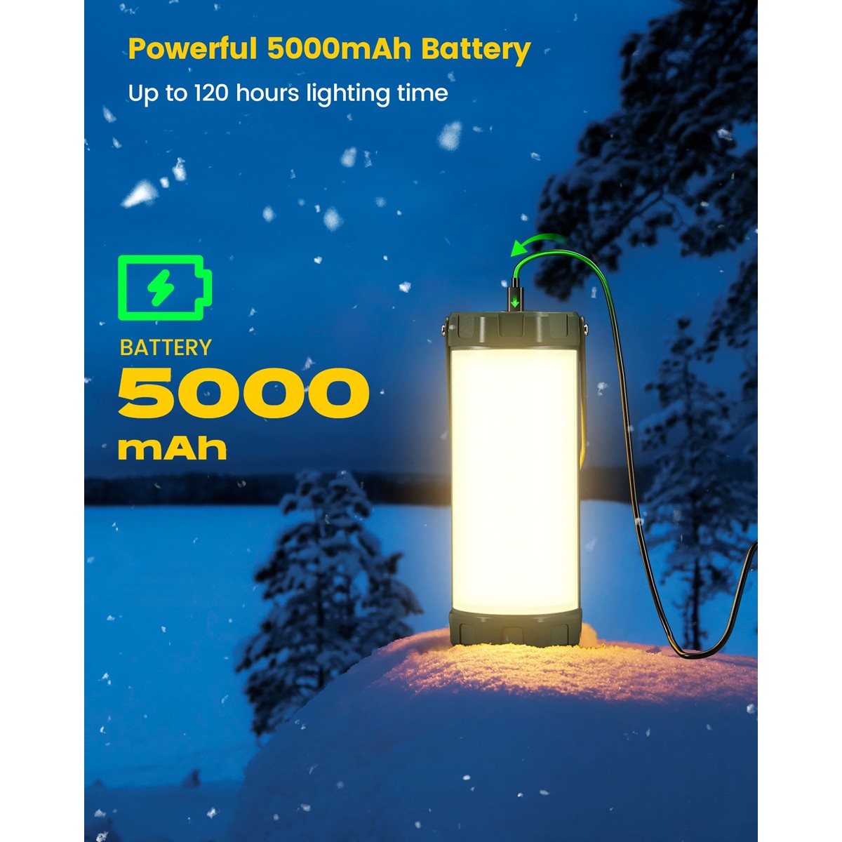 GLOCUSENT LED φανάρι GLCSNTCL001G, επαναφορτιζόμενο, έως 1200lm, IP68, πράσινο