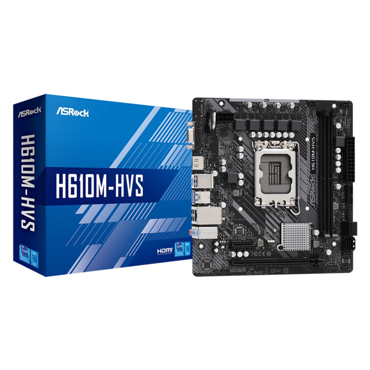 ASROCK μητρική H610M-HVS, 2x DDR4, s1700, USB 3.2 Gen1, mATX
