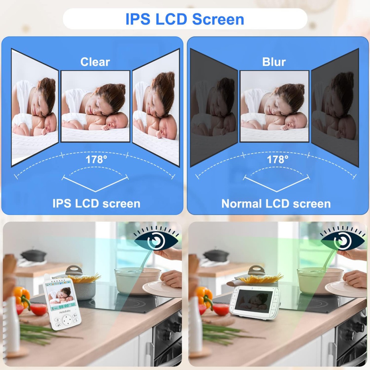 HELLOBABY ενδοεπικοινωνία μωρού HB6241 με κάμερα & οθόνη 4", 720p, PTZ