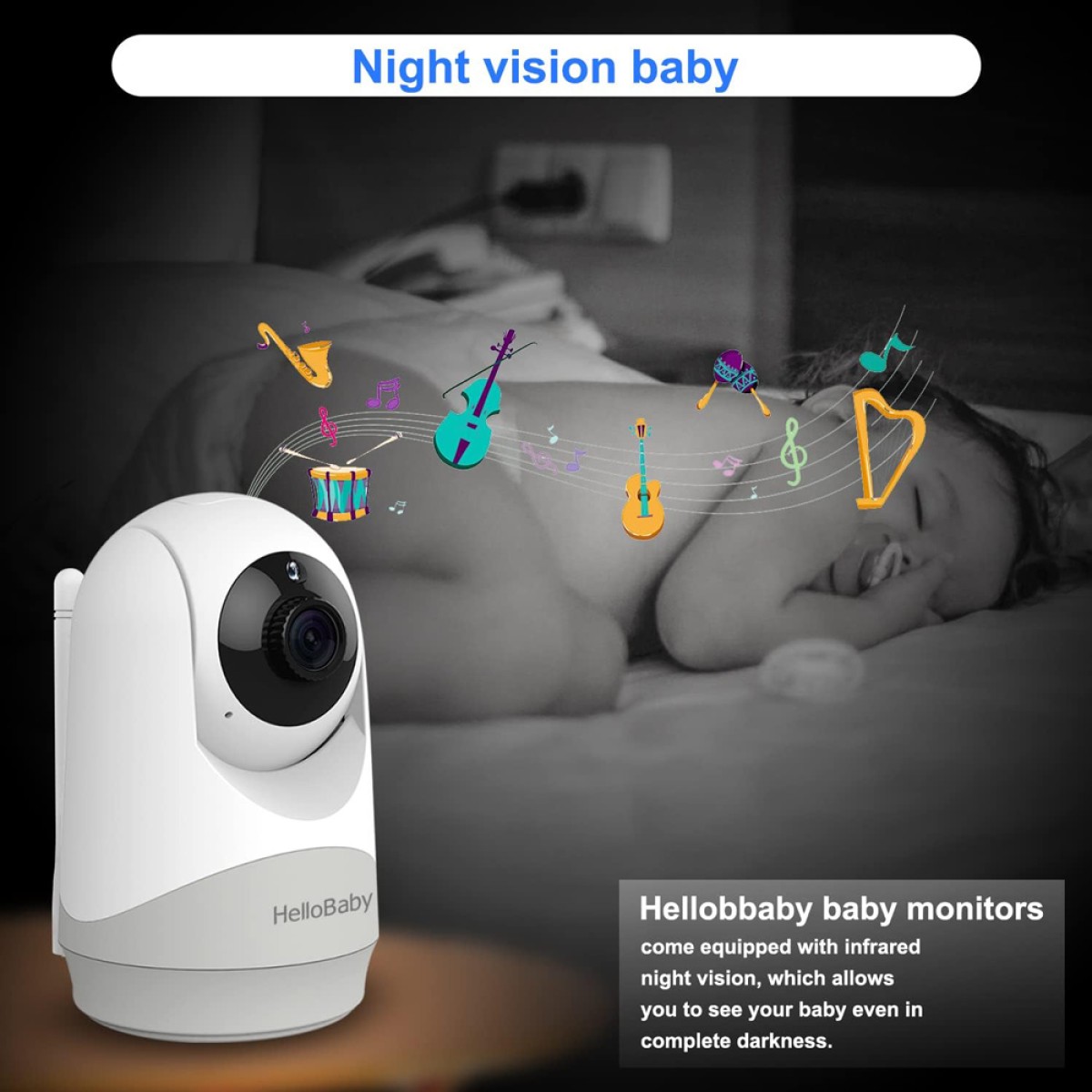 HELLOBABY ενδοεπικοινωνία μωρού HB6241 με κάμερα & οθόνη 4", 720p, PTZ