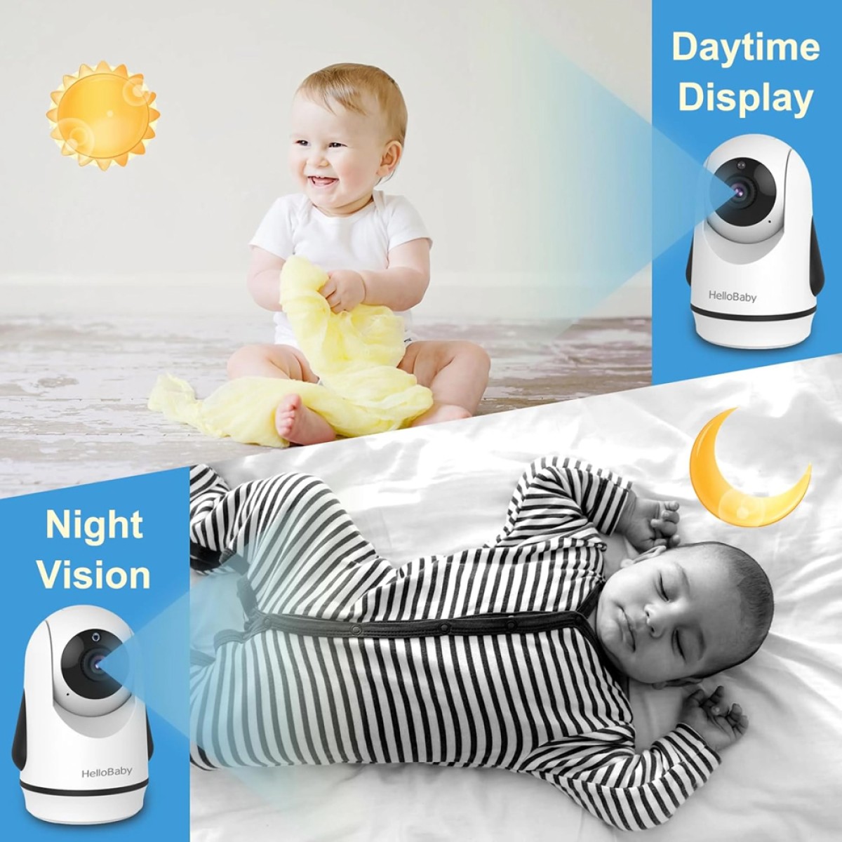 HELLOBABY ενδοεπικοινωνία μωρού HB6364 με κάμερα & οθόνη 6", 720p, PTZ