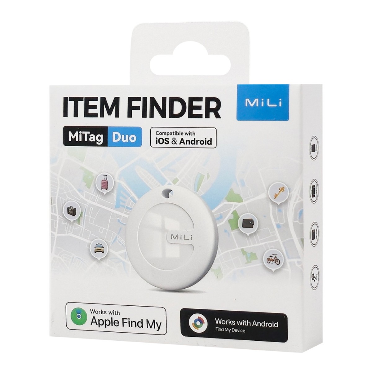 MILI smart tag MiTag Duo για iOS & Android συσκευές, Bluetooth tracker, λευκό